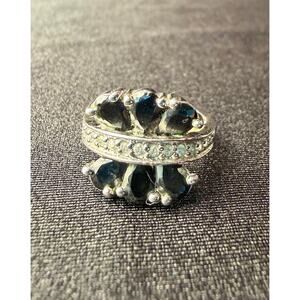 Sterling Silver 925 Blue Sapphire and diamond ring - size 6